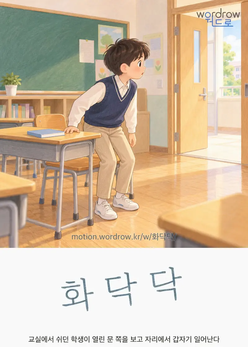 화닥닥 글자 움직임의 완성 장면